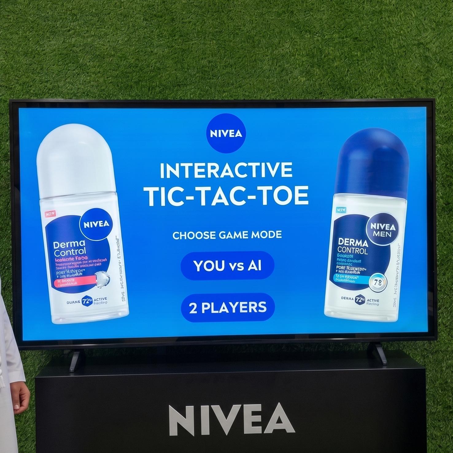 Interactive AI Tic-Tac-Toe game display for event brand activation in Dubai